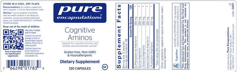 Cognitive Aminos IMPROVED (Pure Encapsulations) Label