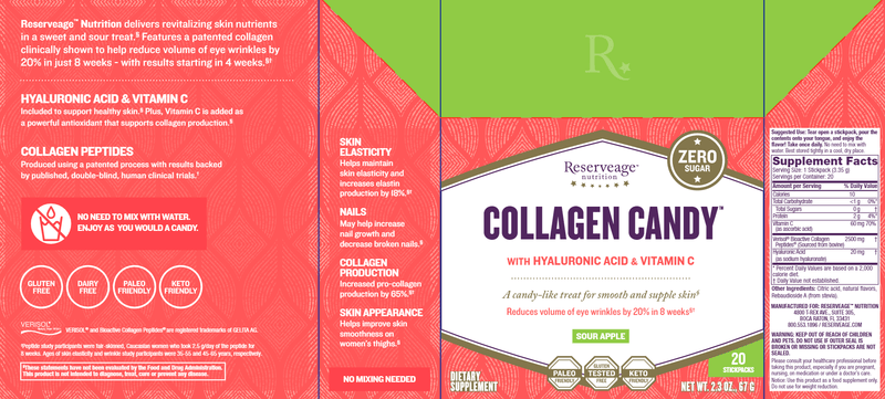 Collagen Candy Sour Apple (Reserveage) Label