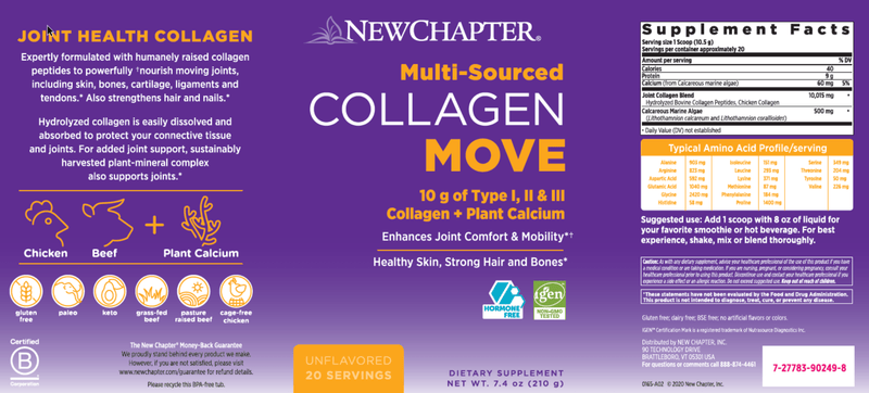Collagen Move (New Chapter) Label
