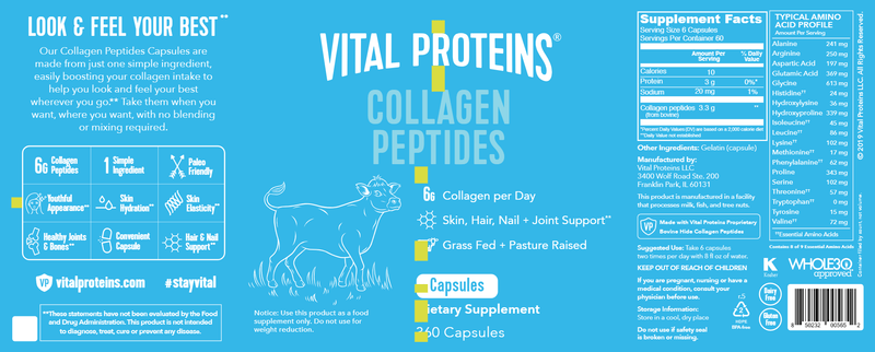 Collagen Peptide (Vital Proteins) Label