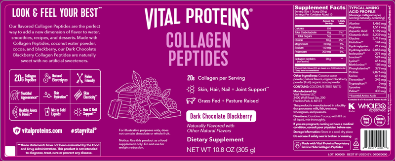 Collagen Peptides DCB (Vital Proteins) Label