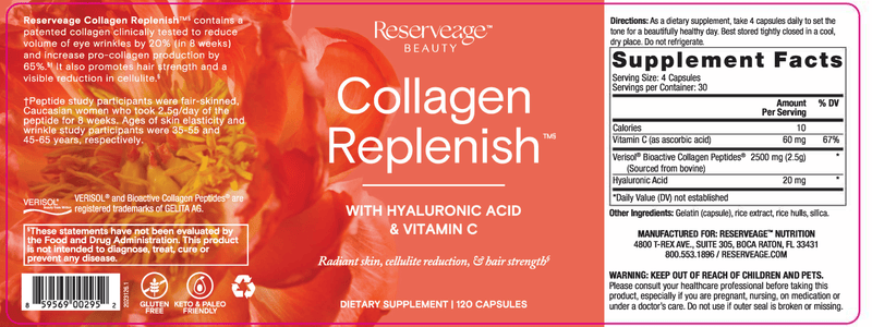 Collagen Replenish Caps (Reserveage) Label