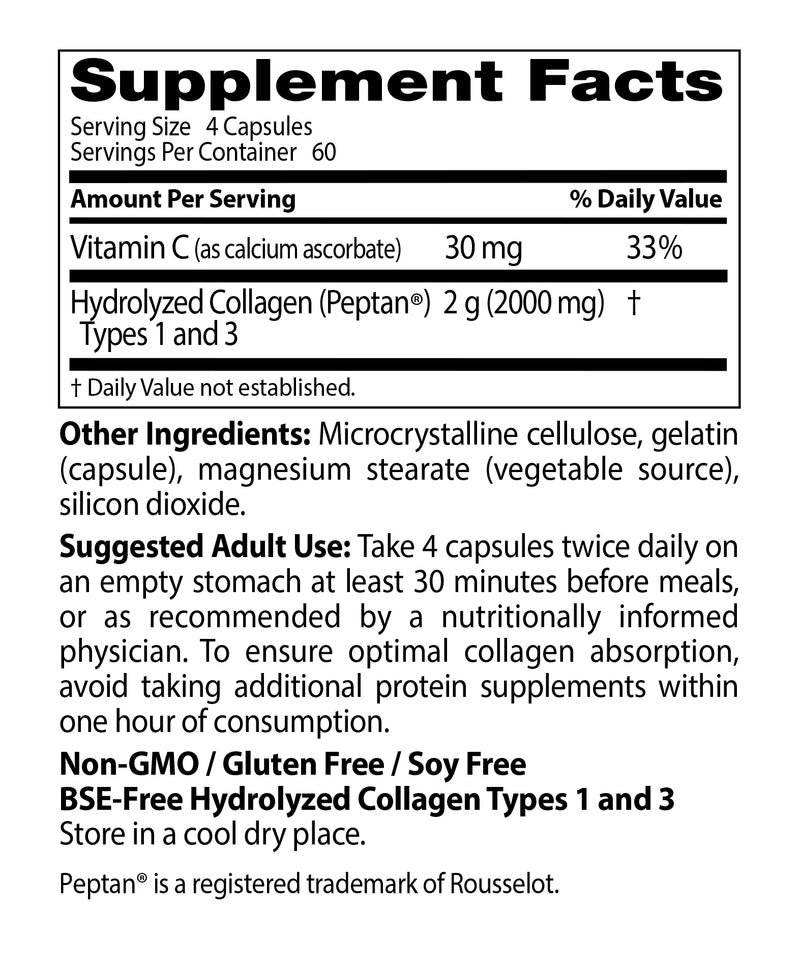 Collagen Types 1 & 3 with Vitamin C (Doctors Best) Supplement Facts