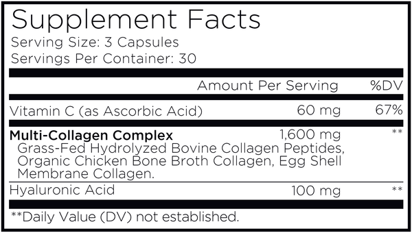 Collagen 5 Types Supplement Facts Label