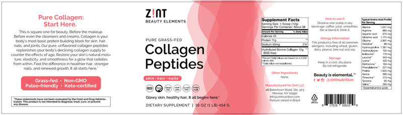 Collagen Hydrolysate Container (Zint Nutrition) Label
