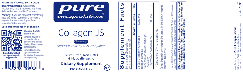 Collagen JS 120 Caps Pure Encapsulations Label