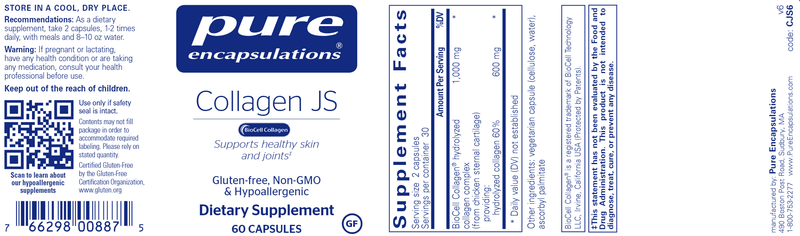 Collagen JS 60 Caps Pure Encapsulations Label