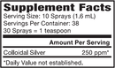colloidal silver 250 ppm spray (natural path silver wings) supplement facts