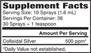 colloidal silver 500 ppm spray (natural path silver wings) supplement facts
