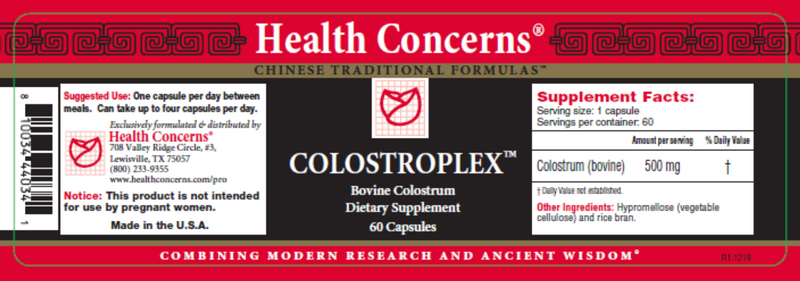 Colostroplex (Health Concerns) Label
