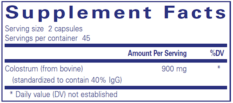 Colostrum [40% IgG] (Pure Encapsulations) Supplement Facts