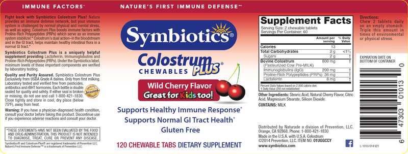 Colostrum Plus Chews Cherry (Symbiotics) Label