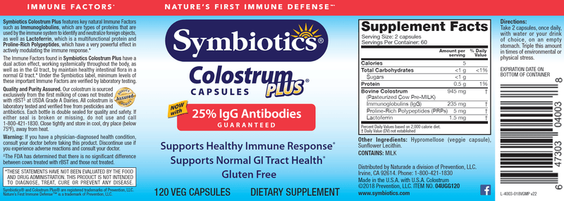 Colostrum Plus (Symbiotics) Label