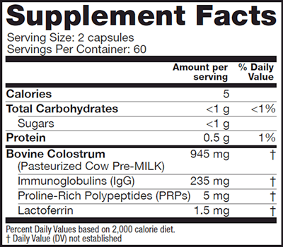 colostrum plus symbiotics supplement facts