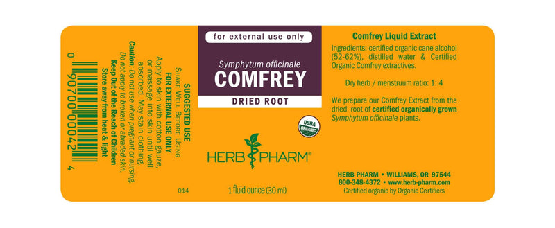 Comfrey/Symphytum officinale (Herb Pharm) Label