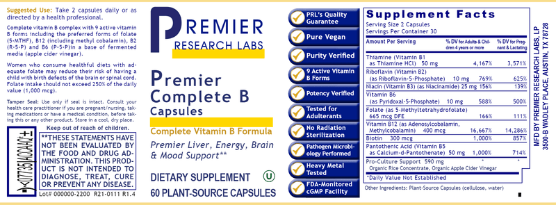 Complete B Premier (Premier Research Labs) Label
