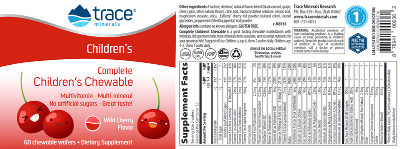 Complete Children's Chewable Trace Minerals Research label