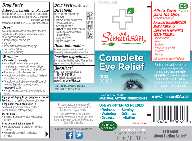 Complete Eye Relief (Similasan USA) Label