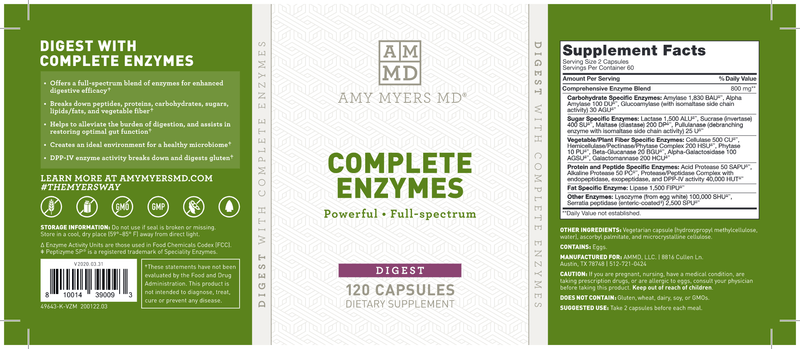 Complete Enzymes (Amy Myers MD) label