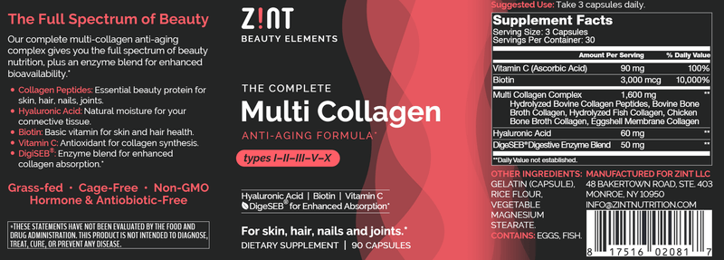 Complete Multi Collagen (Zint Nutrition) Label