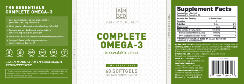 Complete Omega-3 Softgels (Amy Myers MD) label