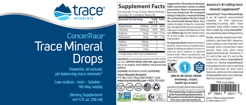 ConcenTrace Trace Drops Glass Trace Minerals Research label