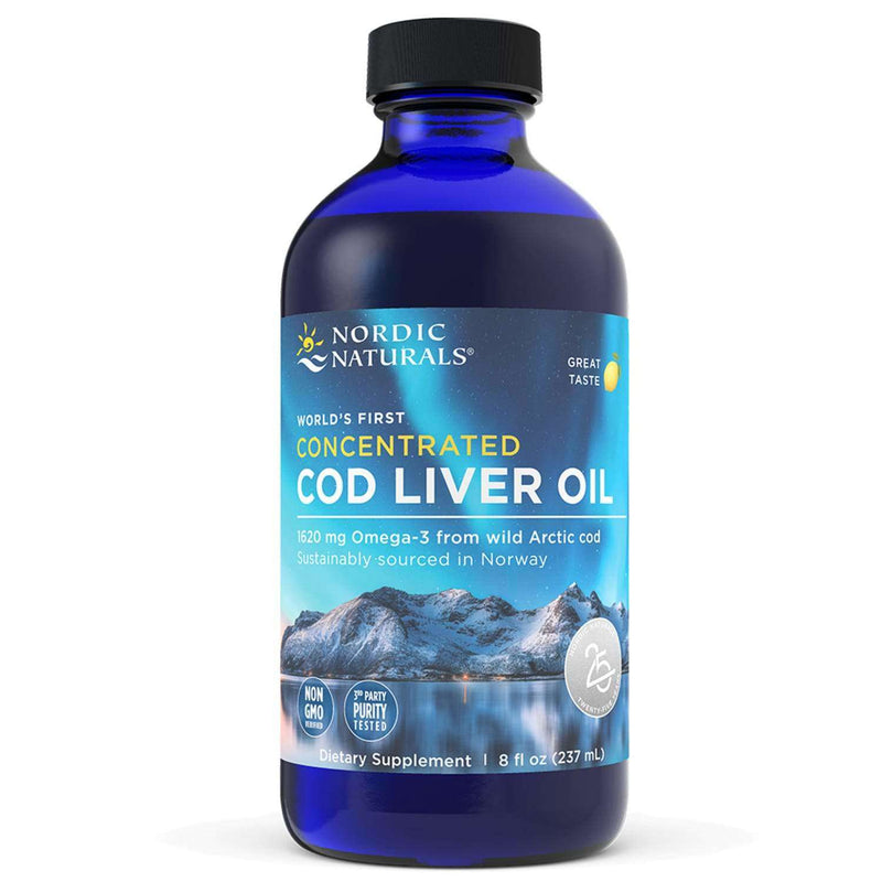 Concentrated Cod Liver Oil 8 Fluid Ounces Lemon Nordic Naturals