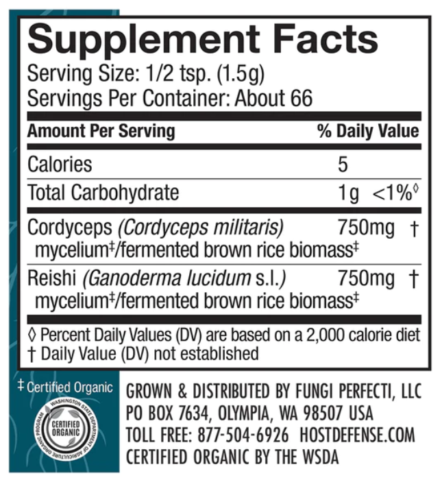 CordyChi® Powder - Host Defense Mushrooms Supplement Facts