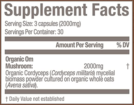 Cordyceps Capsules (Om Mushrooms) supplement facts