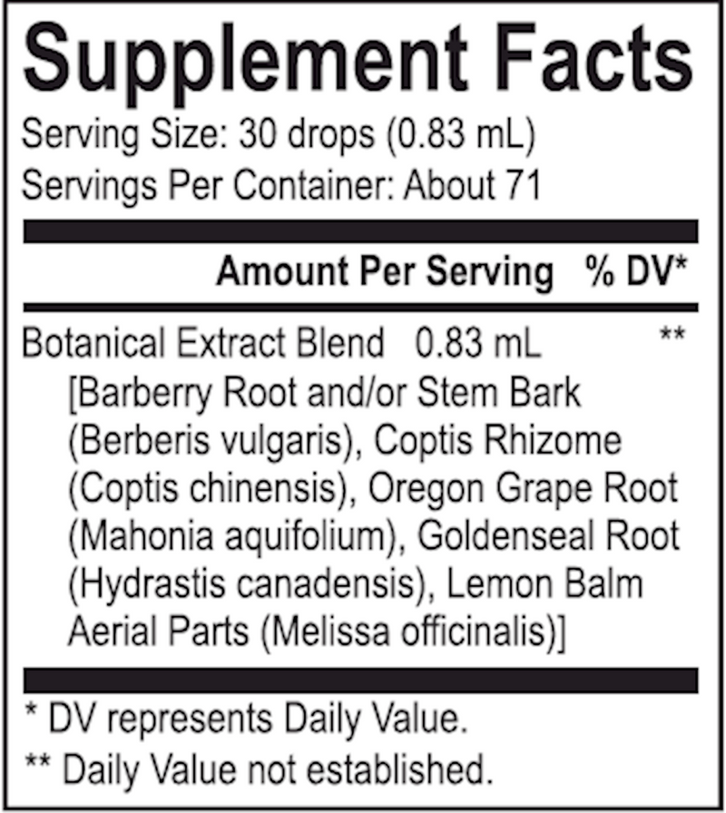 Core Berberine Blend (Energetix) Supplement Facts