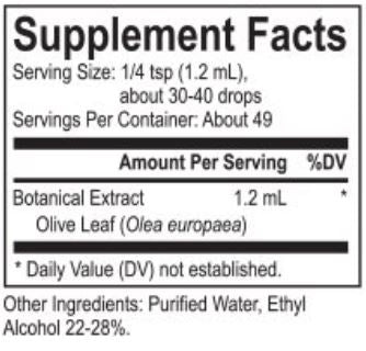 Core Olive Leaf (Energetix) Supplement Facts