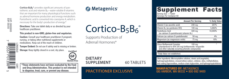 Cortico-B5 B6 (Metagenics) Label