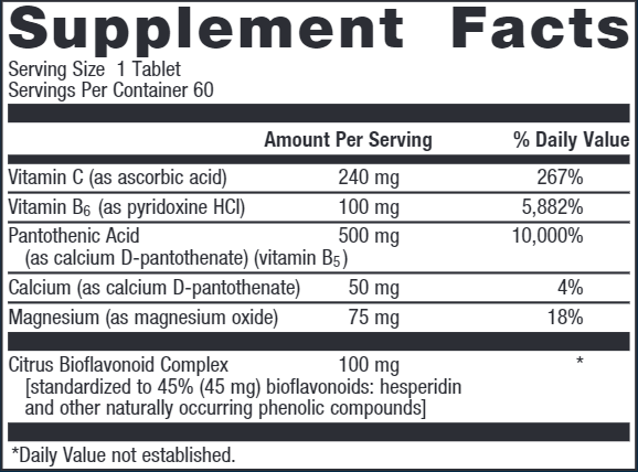 Cortico-B5 B6 (Metagenics) Supplement Facts