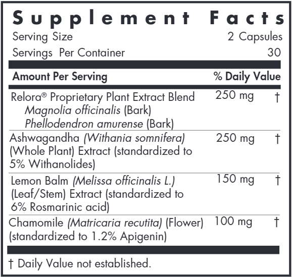 Cortisol Regulator (Allergy Research Group) Supplement Facts