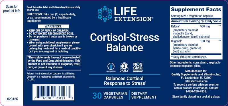 Cortisol-Stress Balance (Life Extension) Label