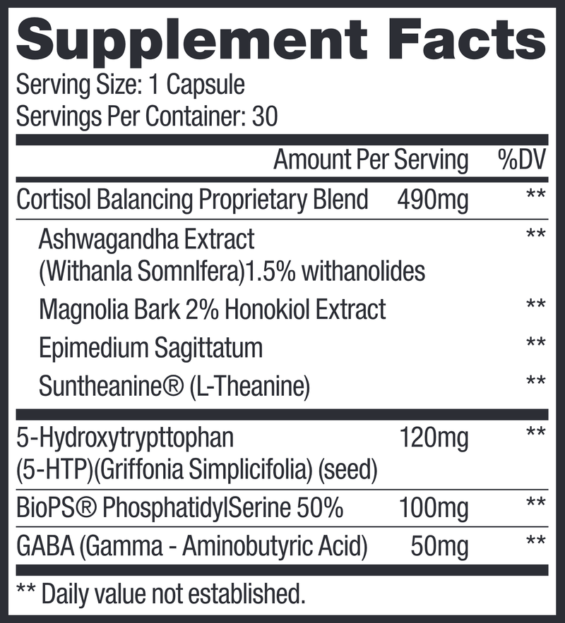 Cortisol Balancer Dr. Nigma Talib Supplement Facts