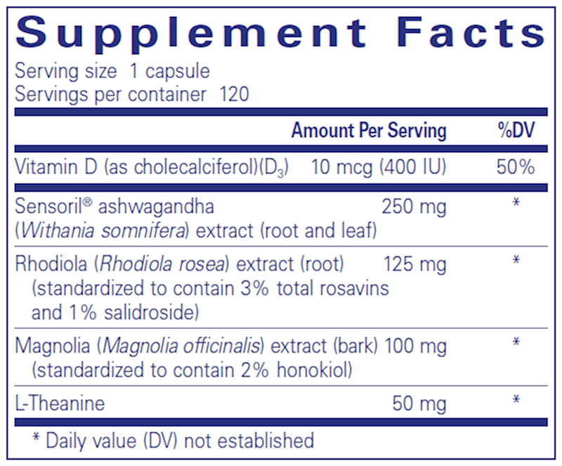 Cortisol Calm 120 Caps Pure Encapsulations Supplement Facts