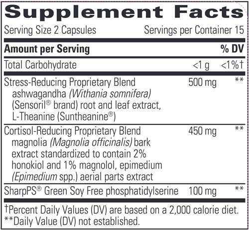 Cortisol Manager Allergen Free (Integrative Therapeutics) 30ct Supplement Facts