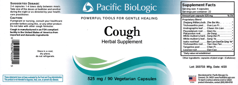 Cough (Pacific BioLogic) Label