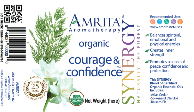Courage and Confidence Organic (Amrita Aromatherapy) Label