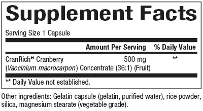 CranRich 500 mg (Natural Factors) Supplement Facts