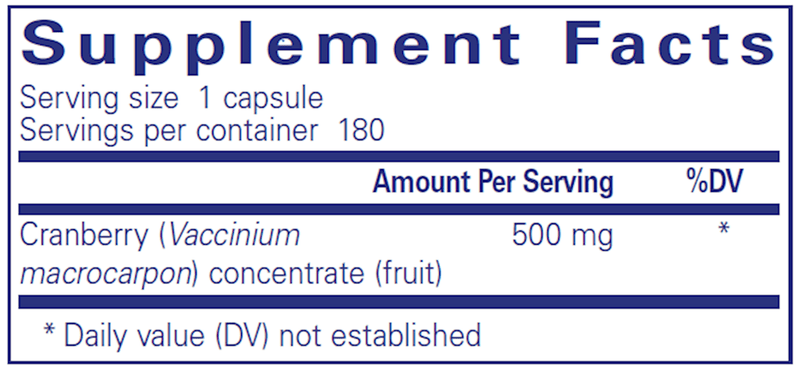 Cranberry NS 180 Caps Pure Encapsulations Supplement Facts