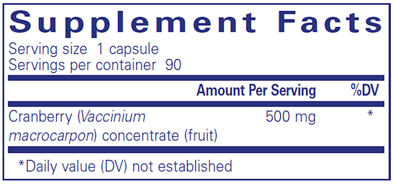 Cranberry NS 90 Caps Pure Encapsulations Supplement Facts