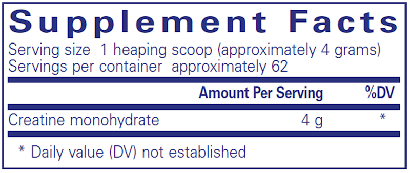 Creatine Powder 250g (Pure Encapsulations) Supplement Facts