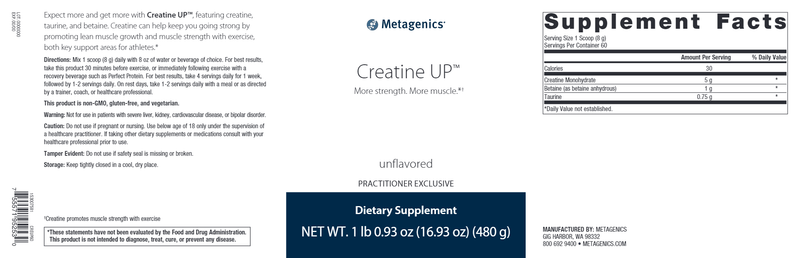 Creatine UP (Metagenics) Label