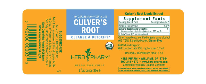 Culver's Root/Veronicastrum virginicum (Herb Pharm) Label