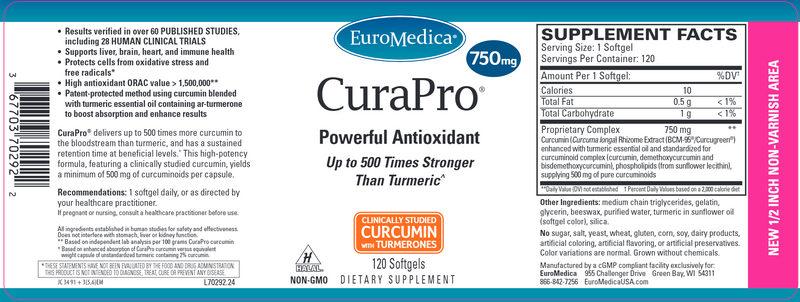CuraPro 750 mg (Euromedica) 120 Caps Label