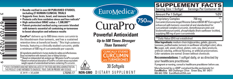 CuraPro 750 mg (Euromedica) 30 Caps Label