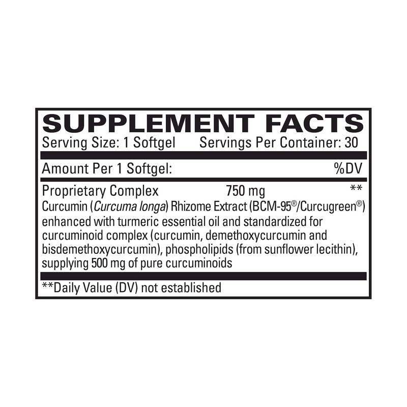 CuraPro 750 mg (Euromedica) 30 Caps Supplement Facts