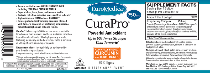 CuraPro 750 mg (Euromedica) 60 Caps Label